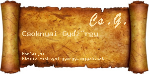 Csoknyai György névjegykártya